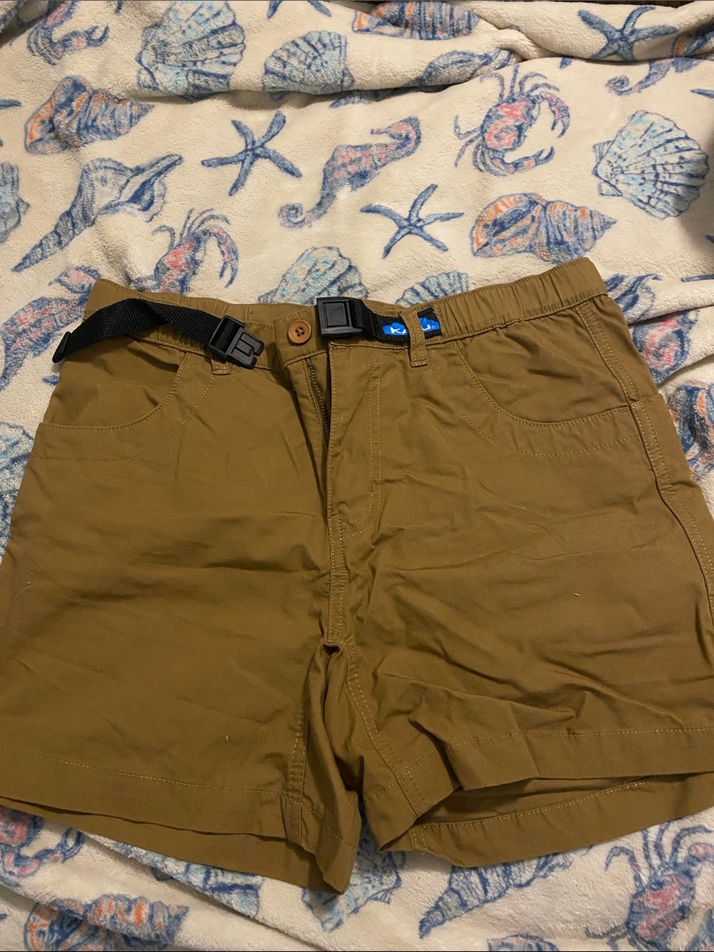 Kavu Men's Olive Brown Hybrid Shorts with Integrated Belt